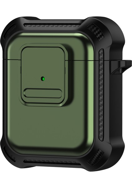 Airpods için Kablosuz 2019 Airpods 2019 2016 Basmalı Düğmeli Tpu+Pc Ordu İ Kulaklık Kılıfı (Yurt Dışından)