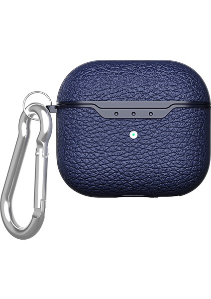 Litchi Texture Yumuşak Tpu Apple Airpods 3 için Anahtarlıklı Kulaklık Kılıfı (Yurt Dışından)