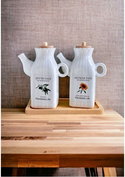 Bambu Standlı Kare 2’li Porselen Yağlık Seti, 1000 ml, Beyaz, 3 Parça fiyatları