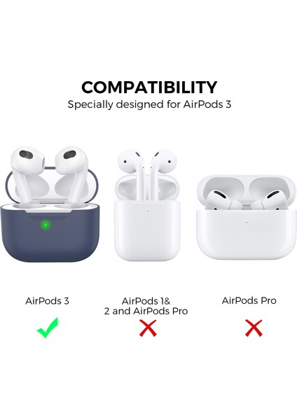 Apple Airpods 3 için Silikon Koruyucu tooth Anti Damla İle Anti Toz Şarj Portu Fiş Gece Yarısı Kulaklık Kılıfı (Yurt Dışından)