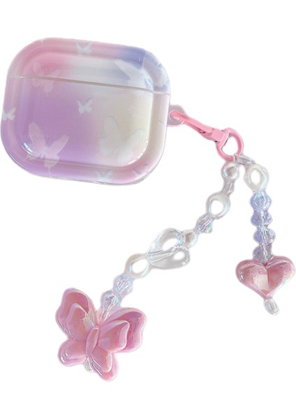 Apple Airpods 3 için Kelebek Desen Imd Tpu Kolye İle Kulaklık Kılıfı (Yurt Dışından)