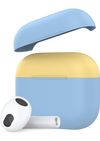 Apple Airpods 3 için Silikon Çift Renkli Tws Koruyucu 2 + 1 Gövde Gök Si Kulaklık Kılıfı (Yurt Dışından)