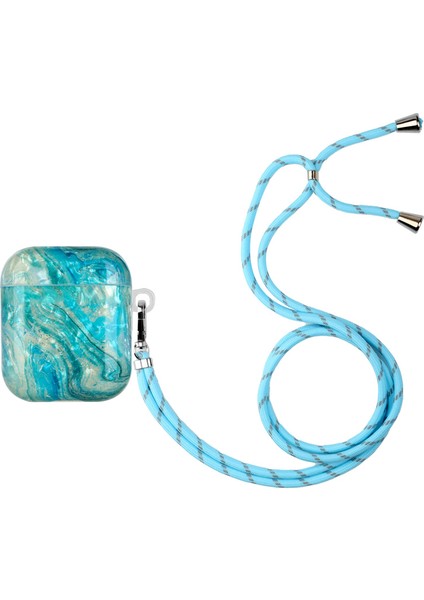 Apple Airpods için 2016 2019 Airpods Kablosuz 2019 Şık Kabuk Tahıl Desen Baskı Imd Tpu Koruyucusu Kordonlu Lüks Mermer Kulaklık Kılıfı (Yurt Dışından)