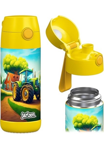 Çocuk Su Şişesi Yalıtımlı Paslanmaz Çelik Su Şişesi Bpa Içermez Sızdırmaz Okullar ve Anaokulları Için Bardak Kapaklı Çocuk Şişesi (350ML) (Yurt Dışından)