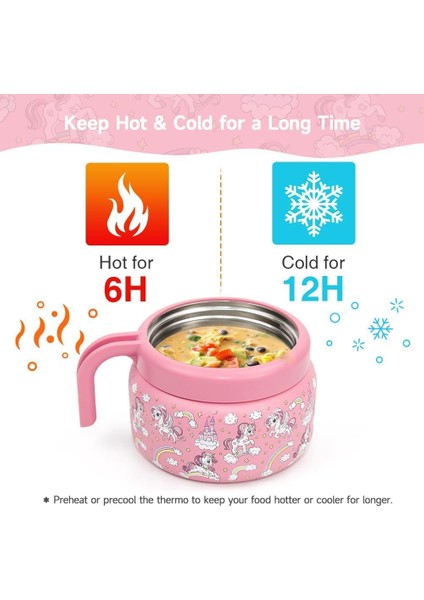 ， Çocuk Öğle Yemeği Kutusu 8 Oz Küçük Yalıtımlı Vakum Paslanmaz Çelik Yalıtımlı Çorba Kabı, Sızdırmaz Kapaklı (Pembe Unicorn) (Yurt Dışından) fırsatları