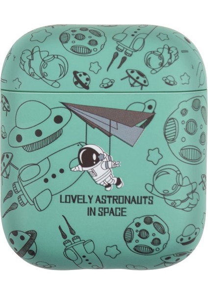 Apple Airpods için Kablosuz 2019 Airpods 2019 2016 Tpu Su Transfer Baskı Koruyucu Astronot Kulaklık Kılıfı (Yurt Dışından)