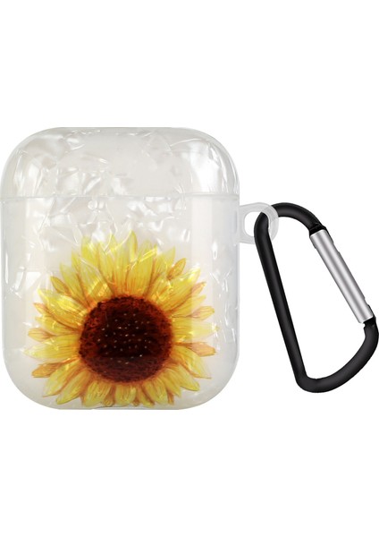 Apple Airpods için 2016 2019 Airpods Kablosuz 2019 Kabuk Tahıl Desen Baskılı Imd Tpu Kancalı Koruyucu Ayçiçeği Kulaklık Kılıfı (Yurt Dışından)