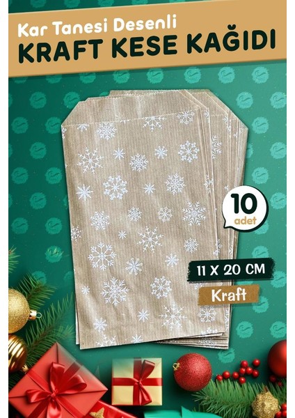 Kar Tanesi Desenli Kraft Kese Kağıdı 11x20 cm 10 Adet Şık Sunumlar İçin fiyatları