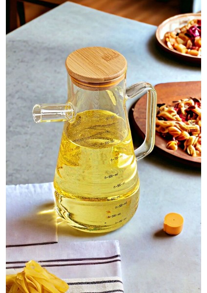 Bambu Cam Yağlık, Kapaklı, Vakumlu, 900 ml, Beyaz, 2'li set