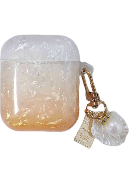 Apple Airpods için 2016 2019 Airpods Kablosuz 2019 , Kolye Turuncu İle Degrade Kabuk Tahıl Tpu Kulaklık Kılıfı (Yurt Dışından)