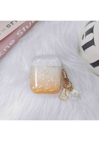 Apple Airpods için 2016 2019 Airpods Kablosuz 2019 , Kolye Turuncu İle Degrade Kabuk Tahıl Tpu Kulaklık Kılıfı (Yurt Dışından) fiyatları