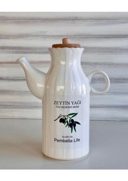 Beyaz Porselen Yağlık 1000ml, Papatya Tasarım, Tek Parça