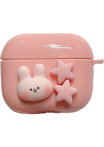 Apple Airpods için 3 Sevimli Tavşan Yıldız Yumuşak Tpu Kutusu Koruyucu Çiçek Armut İle Kullanışlı Askı Kulaklık Kılıfı (Yurt Dışından)