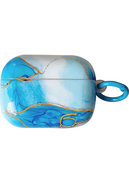 Apple Airpods 3 için Imd Mermer Desen Yumuşak Tpu Koruyucu Parlak tooth Damla Geçirmez Halkalı Toka Tarzı E Kulaklık Kılıfı (Yurt Dışından)