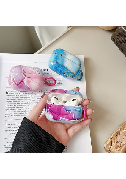 Apple Airpods 3 için Imd Mermer Desen Yumuşak Tpu Koruyucu Parlak tooth Damla Geçirmez Halkalı Toka Tarzı E Kulaklık Kılıfı (Yurt Dışından) fiyatları