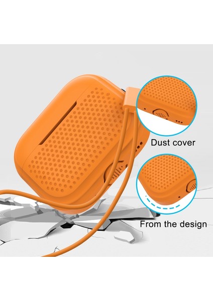 Airpods Pro 2 için Silikon Kutusu Anti Düşme Anti Toz Koruma Cilt Kayış Turuncu Kulaklık Kılıfı (Yurt Dışından)