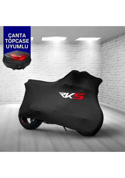 Ultra Shop Rks Veloce 150Motosıklet Branda Topcase Çanta Uyum Logolu Kumaş Penye Siyah Motor Branda