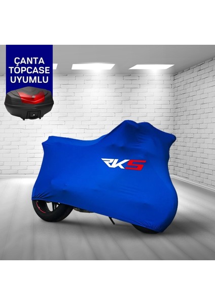Ultra Shop Rks Dark Blue 50 Motosiklet Branda Topcase Çanta Uyum Logolu Kumaş Penye Mavi Motor Branda
