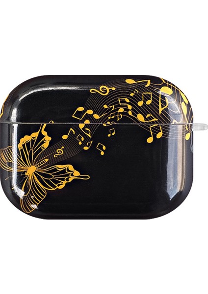 Apple Airpods Pro için Şık Desen Imd Koruyucu Darbeye Dayanıklı Tpu Notlar Kelebek Kulaklık Kılıfı (Yurt Dışından)