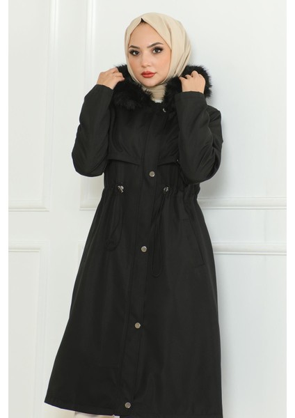 Gizli Fermuarlı Kapşonlu Mont Gri 19211 fiyatları