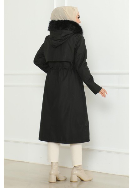 Gizli Fermuarlı Kapşonlu Mont Gri 19211 fırsatları