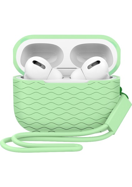 Airpods Pro 2 için Dalgalı Doku Kutusu Yumuşak Silikon Anti Scratch Koruyucu Cilt Kabuk Kayış Matcha Kulaklık Kılıfı (Yurt Dışından) fiyatları