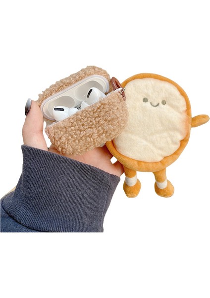 Apple Airpods için Pro tooth Tpu Kabartmak Peluş Koruyucu İle Karikatür Tost Cüzdan Kulaklık Kılıfı (Yurt Dışından)