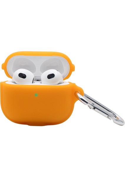 Apple Airpods 3 için Taşınabilir Koruyucu Anahtarlık Turuncu Yumuşak Silikon Koruyucu Kulaklık Kılıfı (Yurt Dışından)