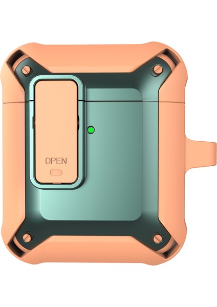 2 In 1 Tpu + Pc Anti Damla Koruyucu Darbeye Dayanıklı Taşınabilir Şarj Airpods için Kilit Toka İle 1 2 Turuncu Kulaklık Kılıfı (Yurt Dışından)