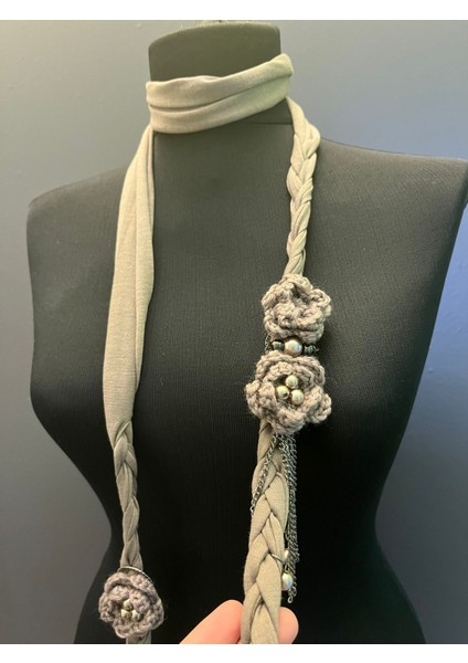 Örgülü Zincirli Çiçekli Kadın Fular Boy 180 cm fırsatları