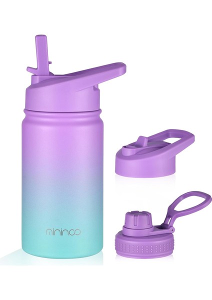 ，，yalıtımlı Çocuk Su Şişesi 12 Oz Paslanmaz Çelik Su Şişesi Çocuklar Için Saman Kapaklı Kızlar, Erkekler Için (Punch/yeşil) (Yurt Dışından)