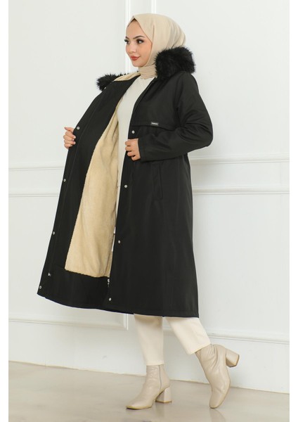 Gizli Fermuarlı Kapşonlu Mont Gri 19211 modelleri