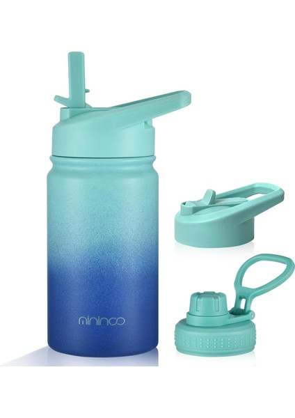 Yalıtımlı Çocuk Su Şişesi 12 Oz Paslanmaz Çelik Su Şişesi Çocuklar Için Saman Kapaklı Kızlar, Erkekler Için (Punch/yeşil) (Yurt Dışından)