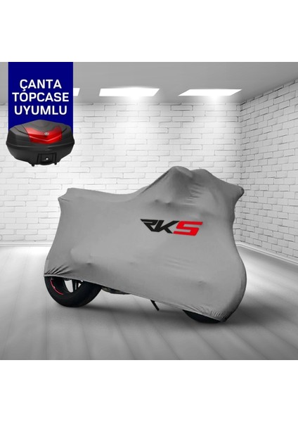 Ultra Shop Rks Rs 400 Motosiklet Branda Topcase Çanta Uyum Logolu Kumaş Penye Gri Motor Branda