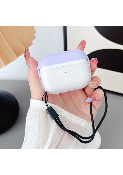 Airpods Pro 2 için Tpu + Pc Anti Kayıp Askı İle Darbeye Dayanıklı Koruyucu + Şeffaf Kulaklık Kılıfı (Yurt Dışından)