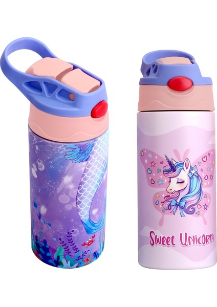 ， Çocuk Yalıtımlı Su Şişesi 12 Oz Paslanmaz Çelik Çift Duvar Yürüyor Su Şişesi Çocuk Su Şişesi Öğrenci Erkek Kız Bpa Içermeyen 1 Parça Pembe Unicorn) (Yurt Dışından)