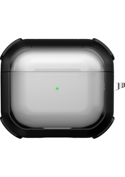 Apple Airpods 3 için tooth Koruyucu Pc + Tpu Karabina İle Şeffaf Kulaklık Kılıfı (Yurt Dışından)