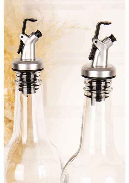 Tekno Trust 2'li Cam Yağdanlık Ahşap Stantlı Zeytin Yağı Ayçiçek Yağı Şişesi Yağdanlık 750 ml