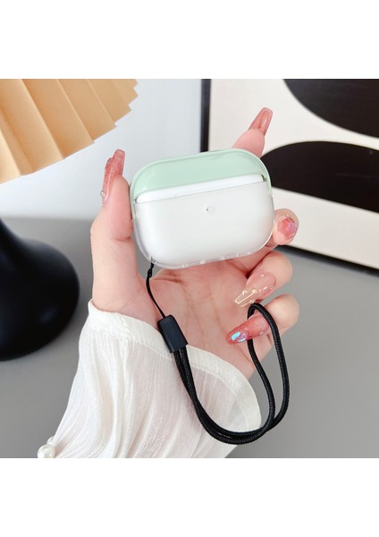 Airpods Pro 2 için Tpu + Pc Anti Kayıp Askı İle Darbeye Dayanıklı Koruyucu + Şeffaf Kulaklık Kılıfı (Yurt Dışından)