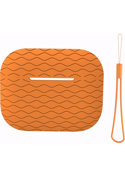 Apple Airpods Pro 2 için Dalgalı Kenar Okyanus Tarzı Silikon tooth Anti Damla Kordon Turuncu Kulaklık Kılıfı (Yurt Dışından)