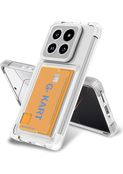 Xiaomi Mi 14 Pro Kılıf Airbag Tasarımlı Şeffaf Kartlıklı Şık Tasarımlı Kapak (G-Kart) fiyatları