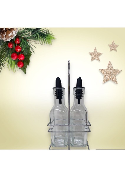 2'li Yağlık ve Sirkelik Takımı, Beyaz, 200 ml, 3 Parça, Şeffaf Dizlikli Set