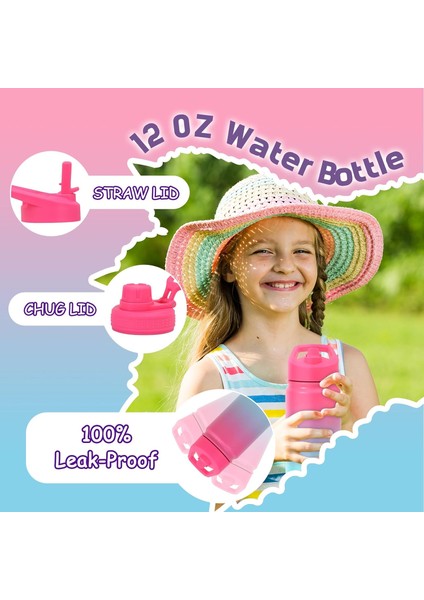 Yalıtımlı Çocuk Su Şişesi 12 Oz Paslanmaz Çelik Su Şişesi Çocuklar Için Saman Kapaklı Kızlar, Erkekler Için (Punch/yeşil) (Yurt Dışından) modelleri