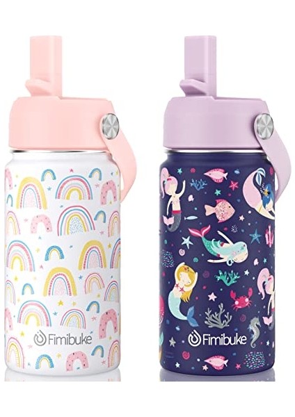 Çocuklar Yalıtımlı Su Şişesi 14 Oz Bpa Içermeyen Paslanmaz Çelik Çift Duvar Vakum Sızdırmazlık Öğrencileri Erkekler ve Kızlar Için Pipetli (1 Paket Mavi Dinozor) (Yurt Dışından)