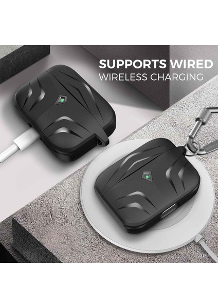Apple Airpods Pro 2 Airpods Pro Tpu Eşkenar Dörtgen Iki Parçalı Tam Karabina İle Düşme Önleyici Kulaklık Kılıfı (Yurt Dışından)