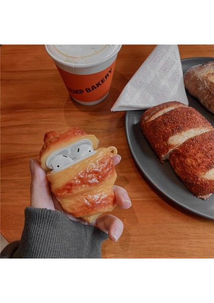 Airpods için 1 2 Koruyucu Kruvasan Pasta Silikon tooth Kulaklık Kılıfı (Yurt Dışından)