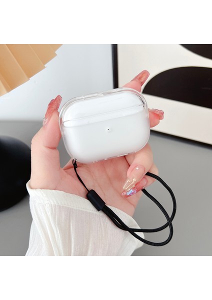 Airpods Pro 2 için Tpu + Pc Anti Kayıp Askı İle Darbeye Dayanıklı Koruyucu Tümü Şeffaf Kulaklık Kılıfı (Yurt Dışından)