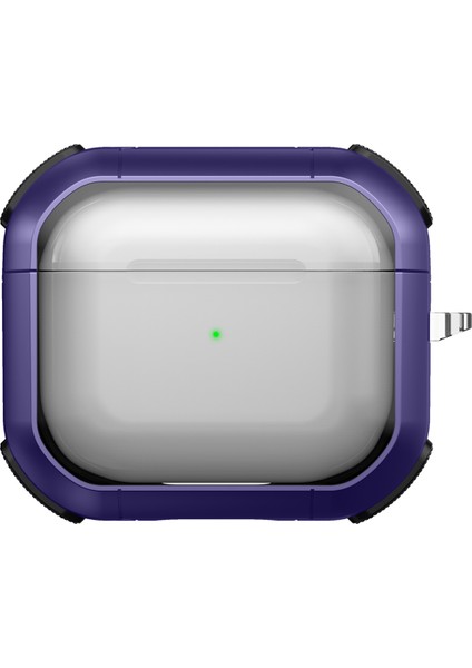 Apple Airpods 3 için tooth Koruyucu Pc + Tpu Karabina İle Şeffaf Kulaklık Kılıfı (Yurt Dışından)