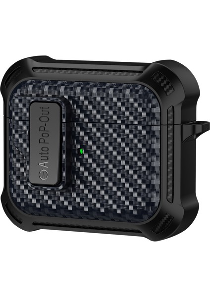 Apple Airpods 3 için Basma Tokası Tpu + Pc Koruyucu Karbon Fiber Doku tooth Safir Kulaklık Kılıfı (Yurt Dışından)