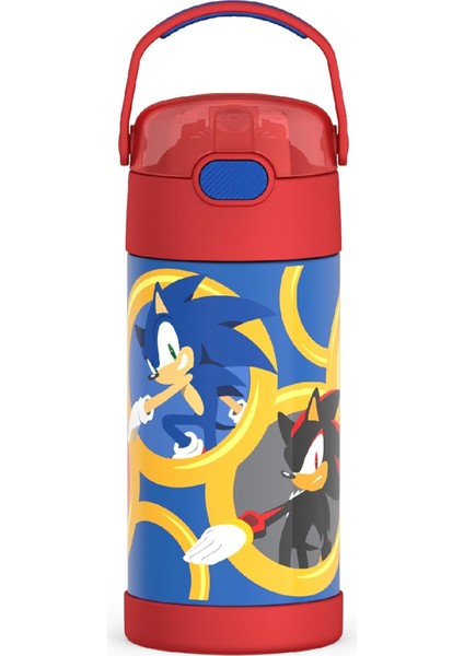 Pipetli Su Şişesi 12 Oz Sonic Hedgehog - Çocuk Paslanmaz Çelik Vakum Yalıtımlı Kapaklı Su Şişesi (Yurt Dışından)